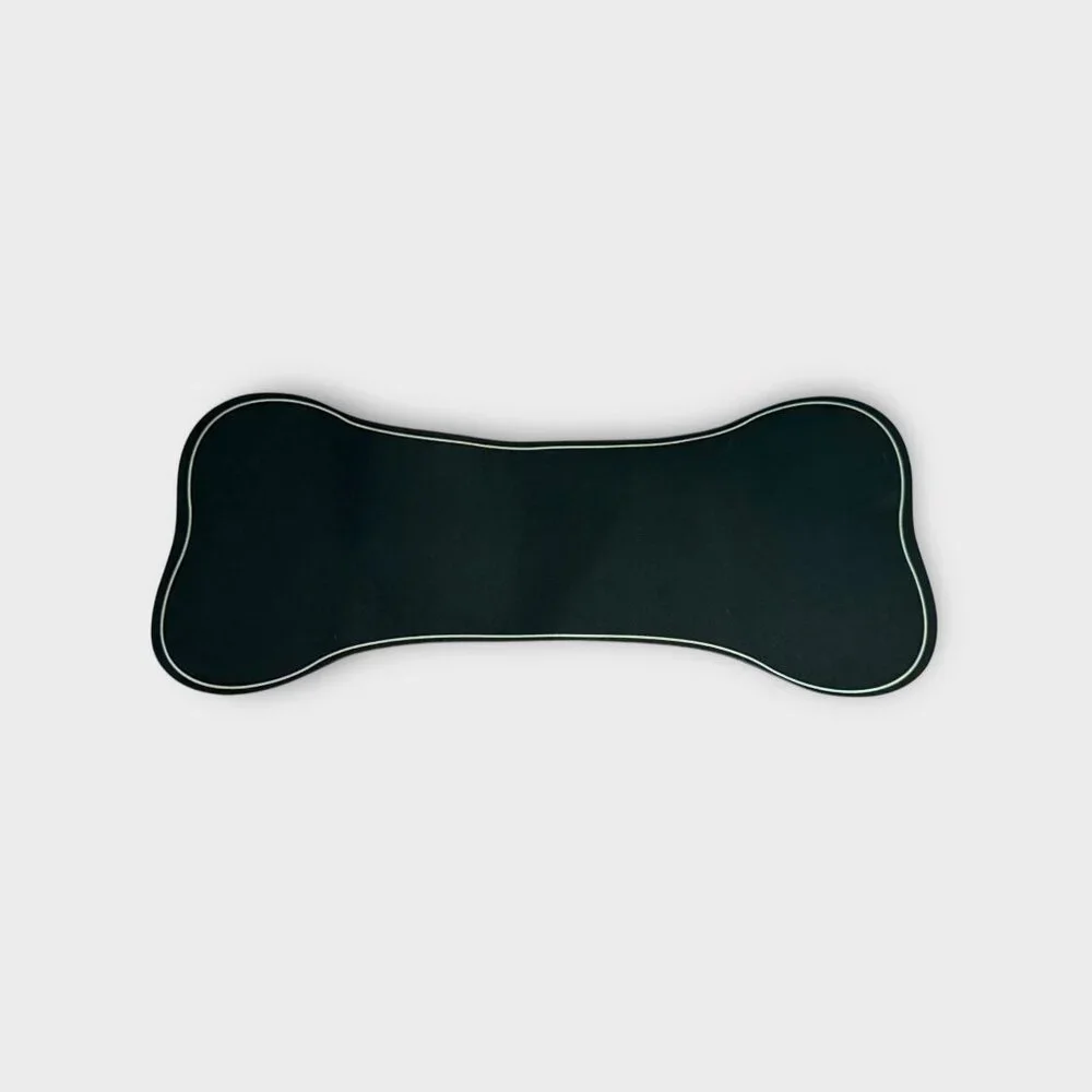 Black Bone-Shaped Pet Feeding Mat – Non-Slip Backing | 15.5” x 6”